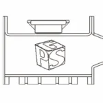 Cross-section drawing of steel shuttering with a stepped chamfer profile and integrated shuttering magnet